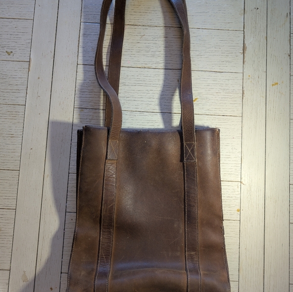 Vintage G.H. Bass & Co. Genuine Leather Tote Shoulder Bag Brown  Snap Closure - Picture 4 of 11